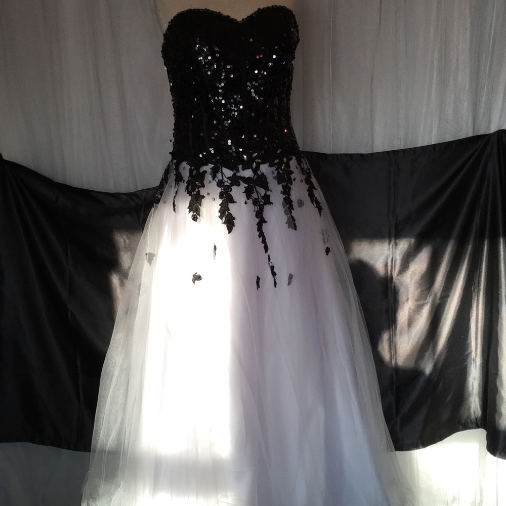 Beautiful White & Black Princess Dress w/ Sequence